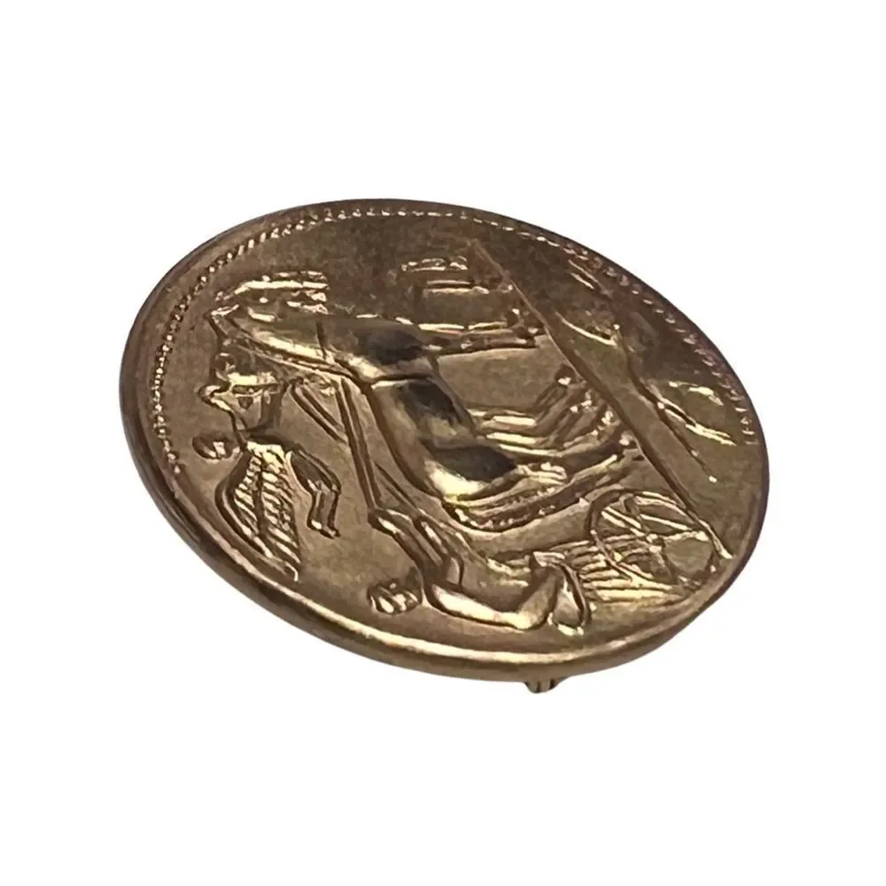 Rare MCM Ancient Egyptian Revival Gold Plated Signed Wallenberg Brooch